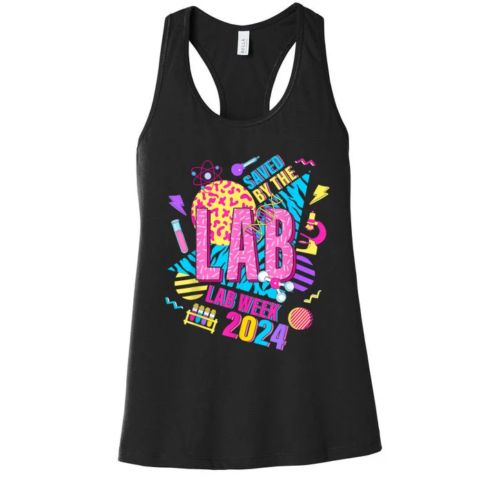 Saved The Lab Retro Lab Week 2024 Medical Lab Science Women's Racerback Tank