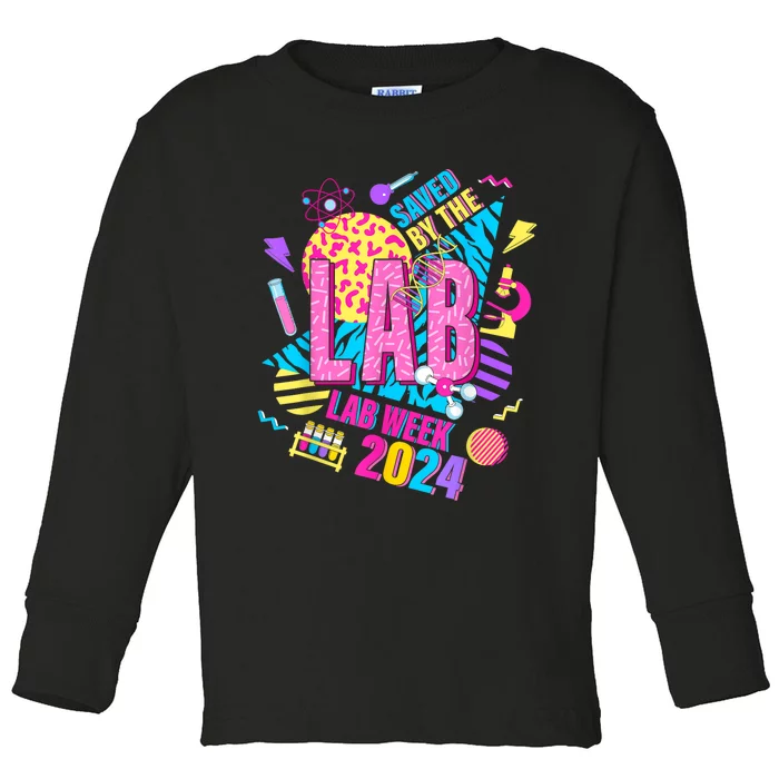 Saved The Lab Retro Lab Week 2024 Medical Lab Science Toddler Long Sleeve Shirt