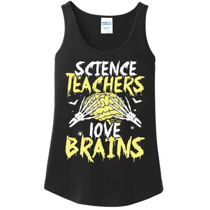 Science Teachers Love Brains Funny Halloween Teacher Ladies Essential Tank