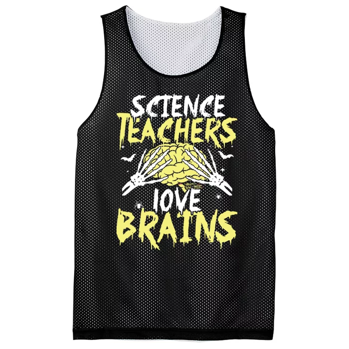 Science Teachers Love Brains Funny Halloween Teacher Mesh Reversible Basketball Jersey Tank