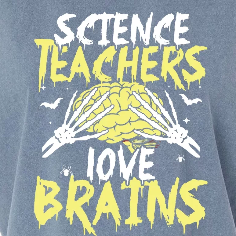 Science Teachers Love Brains Funny Halloween Teacher Garment-Dyed Women's Muscle Tee