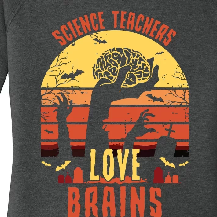 Science Teachers Love Brains Science Teacher Halloween Women's Perfect Tri Tunic Long Sleeve Shirt