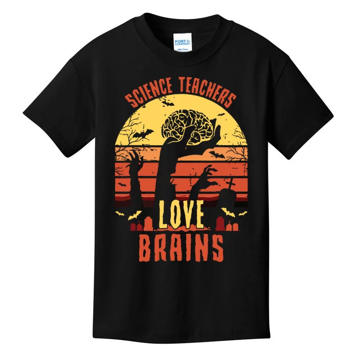 Science Teachers Love Brains Science Teacher Halloween Kids T-Shirt