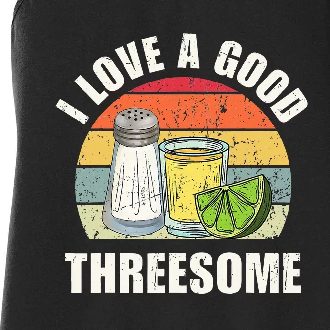 Salt Tequila Lime Love A Good Threesome Humor Bartender Women's Racerback Tank