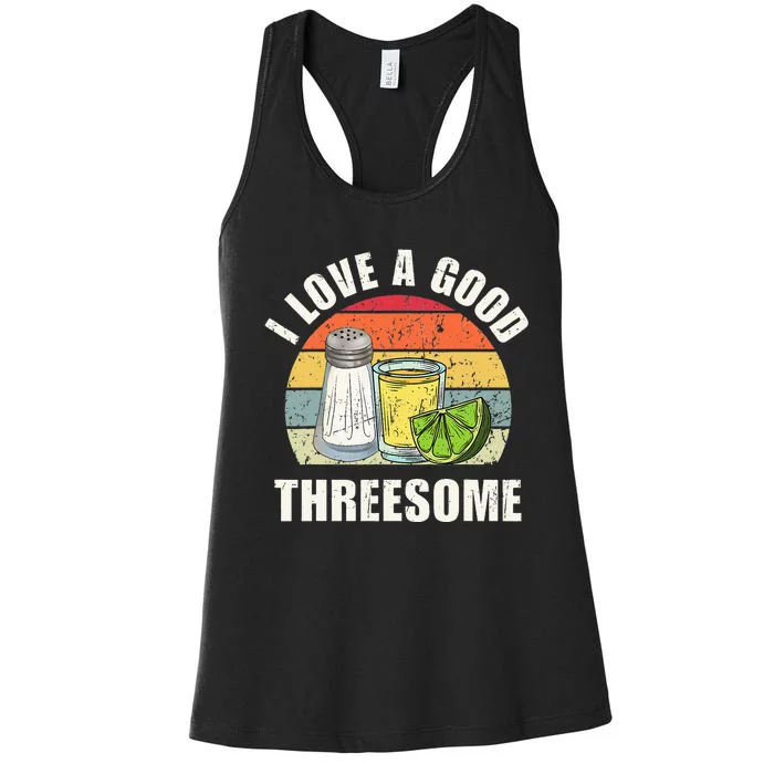 Salt Tequila Lime Love A Good Threesome Humor Bartender Women's Racerback Tank