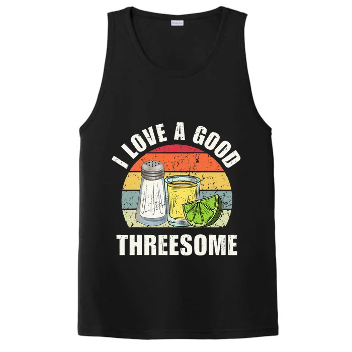 Salt Tequila Lime Love A Good Threesome Humor Bartender Performance Tank