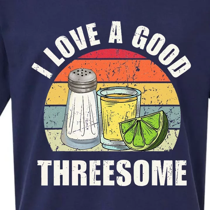 Salt Tequila Lime Love A Good Threesome Humor Bartender Sueded Cloud Jersey T-Shirt