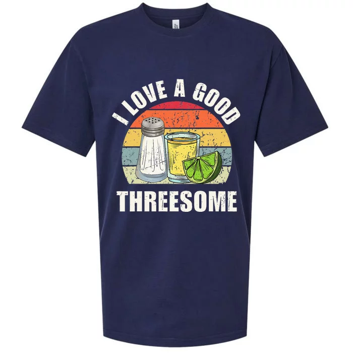 Salt Tequila Lime Love A Good Threesome Humor Bartender Sueded Cloud Jersey T-Shirt