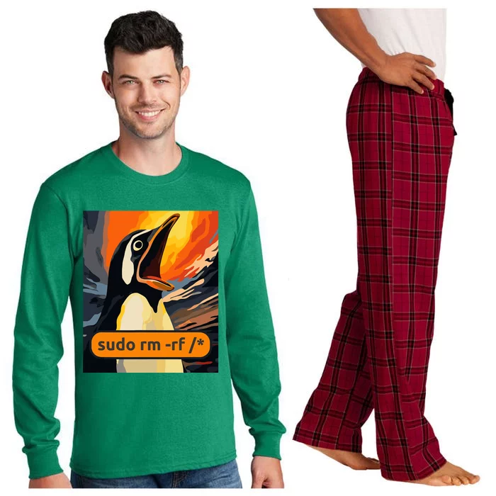 Screaming Tux Linux Sudo Rm Rf Long Sleeve Pajama Set