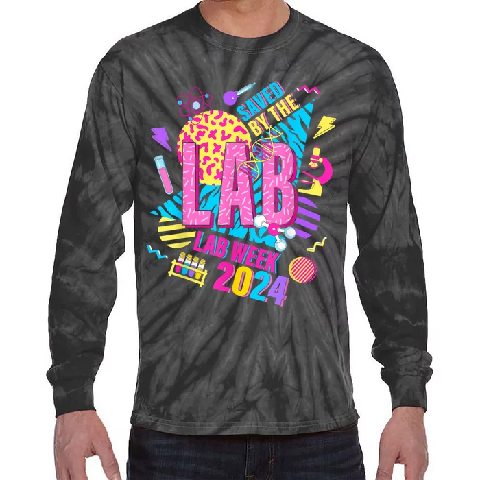 Saved The Lab Retro Lab Week 2024 Medical Lab Science Tie-Dye Long Sleeve Shirt