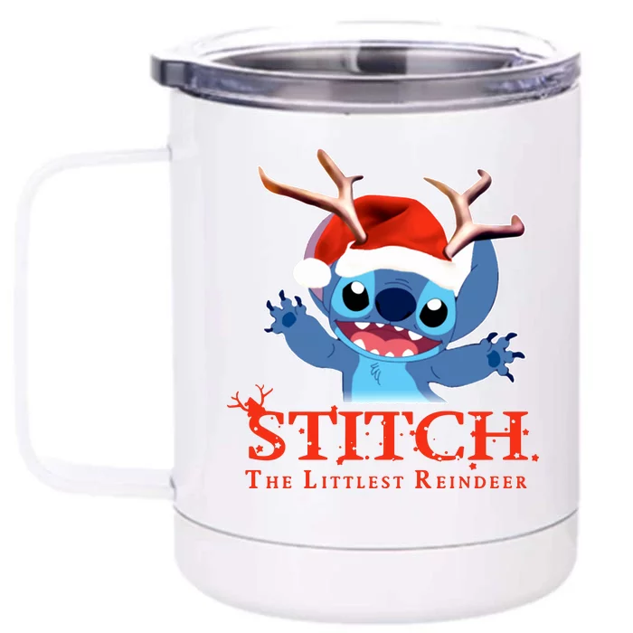 Stitch The Littlest Reindeer Trending Happy Christmas Front & Back 12oz Stainless Steel Tumbler Cup