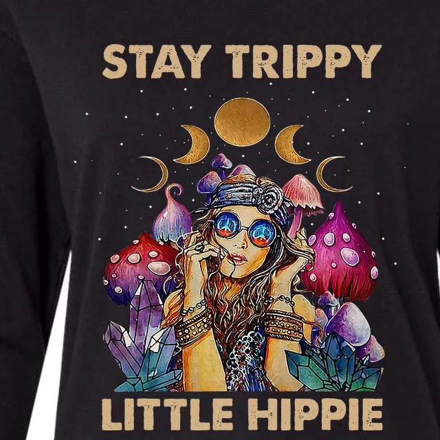 Stay Trippy Little Hippie Fungus Magic Psilocybin Mushrooms Womens Cotton Relaxed Long Sleeve T-Shirt