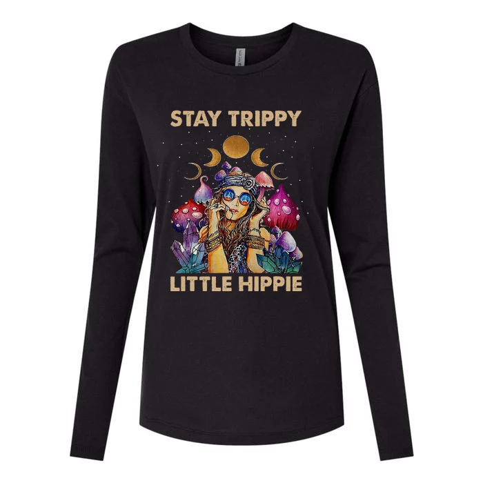 Stay Trippy Little Hippie Fungus Magic Psilocybin Mushrooms Womens Cotton Relaxed Long Sleeve T-Shirt