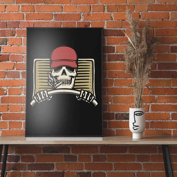 Skeleton Trucker Lazy Halloween Costume Skull Truck Driver Poster