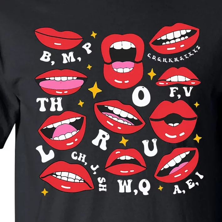 Speech Therapist Lips Mouth Language Pathologist Teacher SLP Tall T-Shirt