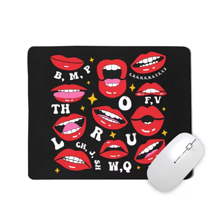 Speech Therapist Lips Mouth Language Pathologist Teacher SLP Mousepad