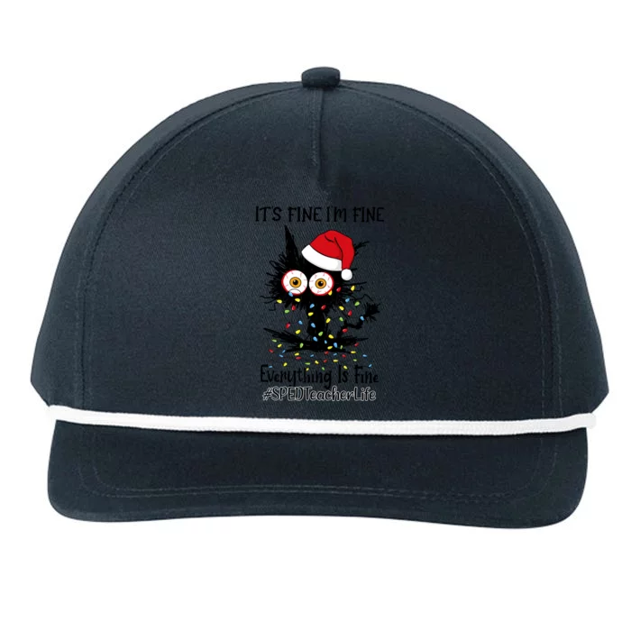 Sped Teacher Life Cat Fine I Am Fine Everything Is Fine Meaningful Gift Snapback Five-Panel Rope Hat