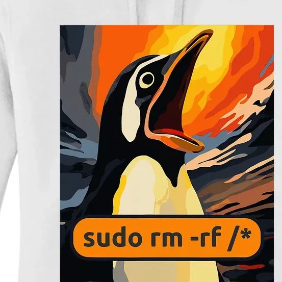 Screaming Tux Linux Sudo Rm Rf Women's Pullover Hoodie