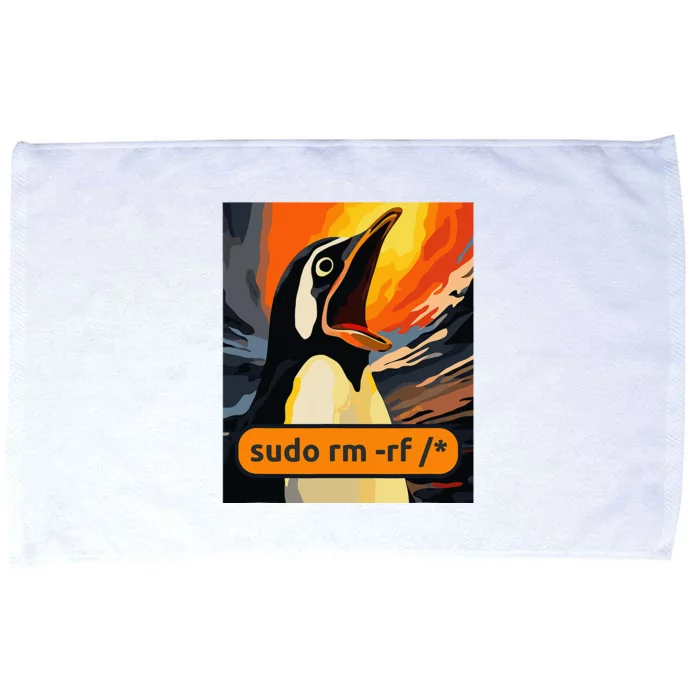 Screaming Tux Linux Sudo Rm Rf Microfiber Hand Towel