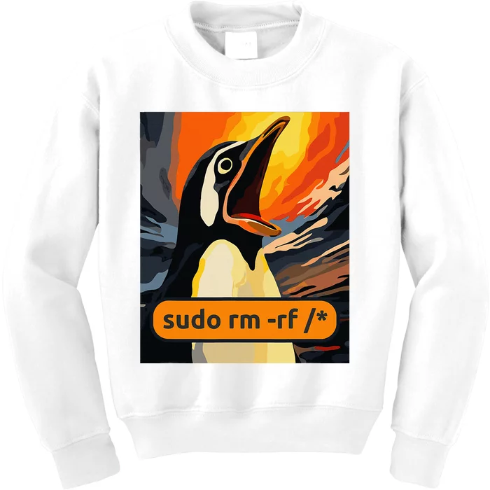 Screaming Tux Linux Sudo Rm Rf Kids Sweatshirt