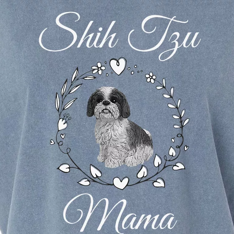 Shih Tzu Mama Funny Dog Lover Mothers Day Shitzu Dog Gift Garment-Dyed Women's Muscle Tee