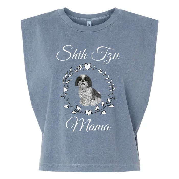 Shih Tzu Mama Funny Dog Lover Mothers Day Shitzu Dog Gift Garment-Dyed Women's Muscle Tee