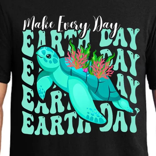 Sea Turtle Make Every Day Earth Day Save Our Planet Groovy Pajama Set