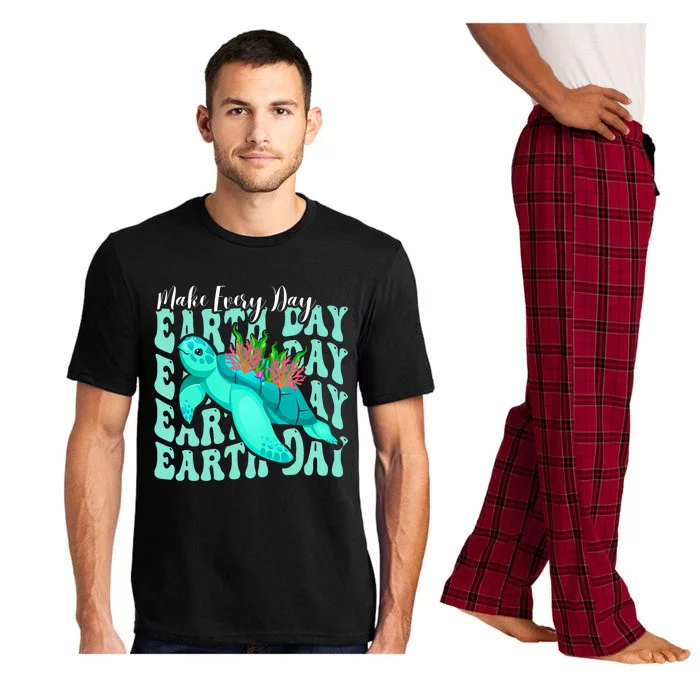 Sea Turtle Make Every Day Earth Day Save Our Planet Groovy Pajama Set