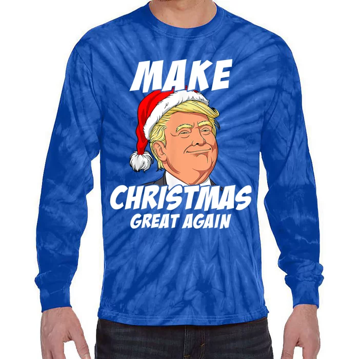 Santa Trump Make Christmas Great Again Matching Pajama Gift Tie-Dye Long Sleeve Shirt