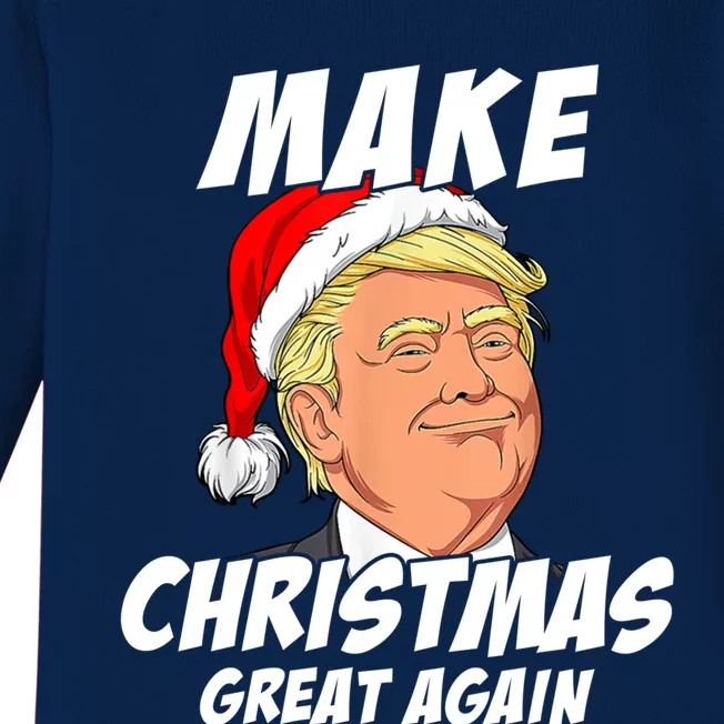 Santa Trump Make Christmas Great Again Matching Pajama Gift Baby Long Sleeve Bodysuit