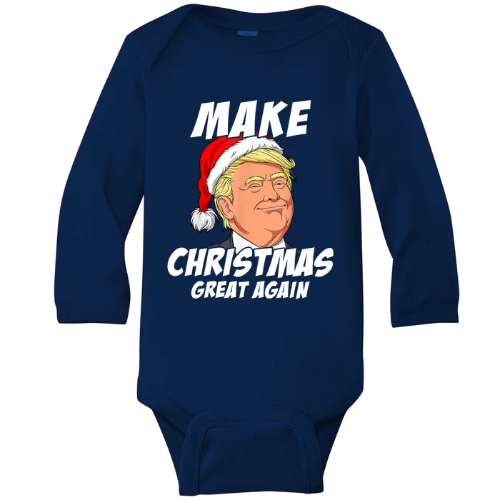 Santa Trump Make Christmas Great Again Matching Pajama Gift Baby Long Sleeve Bodysuit