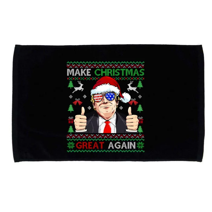 Santa Trump Make Christmas Great Again Xmas Ugly Sweater Funny Gift Microfiber Hand Towel