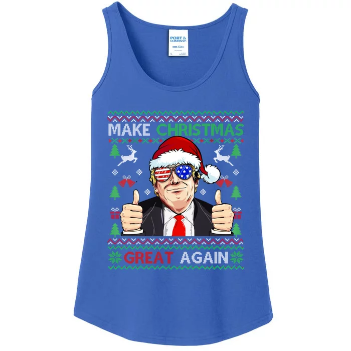 Santa Trump Make Christmas Great Again Xmas Ugly Sweater Funny Gift Ladies Essential Tank