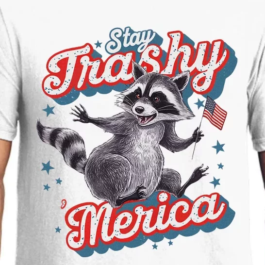 Stay Trashy ‘Merica Unhinged Funny Raccoon 4th Of July Pajama Set