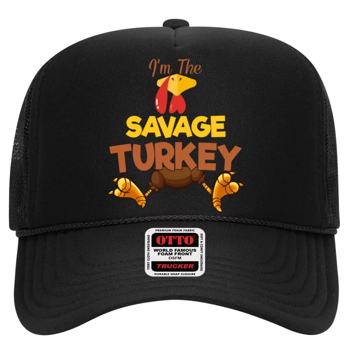 Savage Turkey Matching Family Group Thanksgiving Gifts High Crown Mesh Trucker Hat