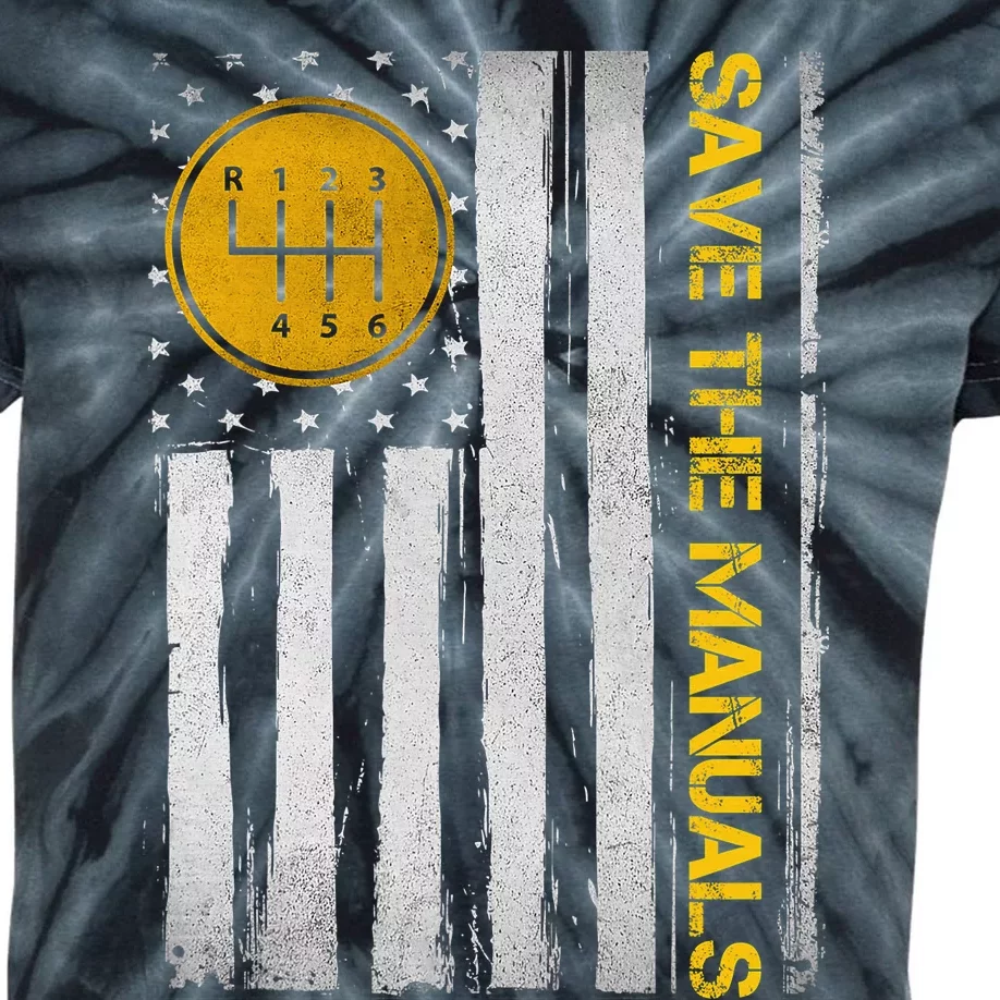 Save The Manuals 6 Speed Manual Transmission Three Pedals Kids Tie-Dye T-Shirt