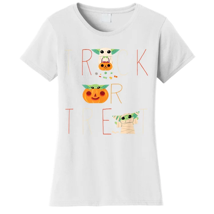 StarWars The Mandalorian Grogu Trick Or Treat Halloween Women's T-Shirt