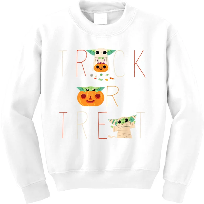 StarWars The Mandalorian Grogu Trick Or Treat Halloween Kids Sweatshirt