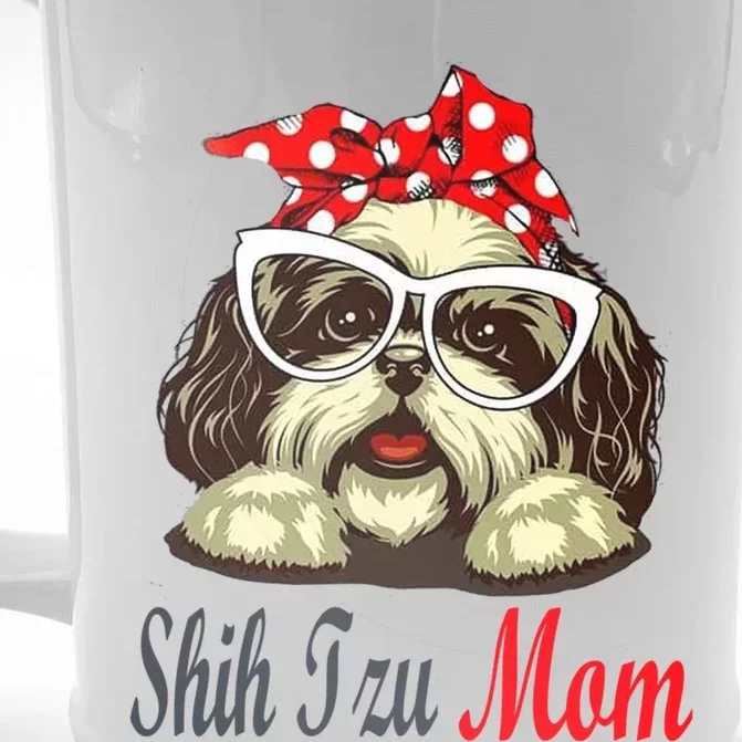 Shih Tzu Mom Funny Shih Tzu With Christmas Cute Gift Front & Back Beer Stein