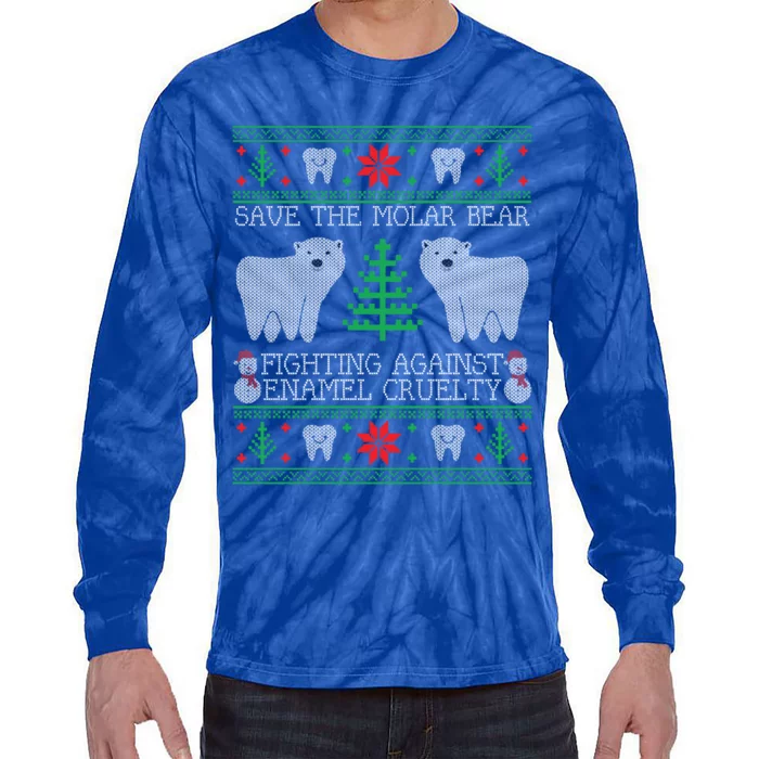 Save The Molar Bear Dental Dentist Ugly Christmas Sweaters Meaningful Gift Tie-Dye Long Sleeve Shirt