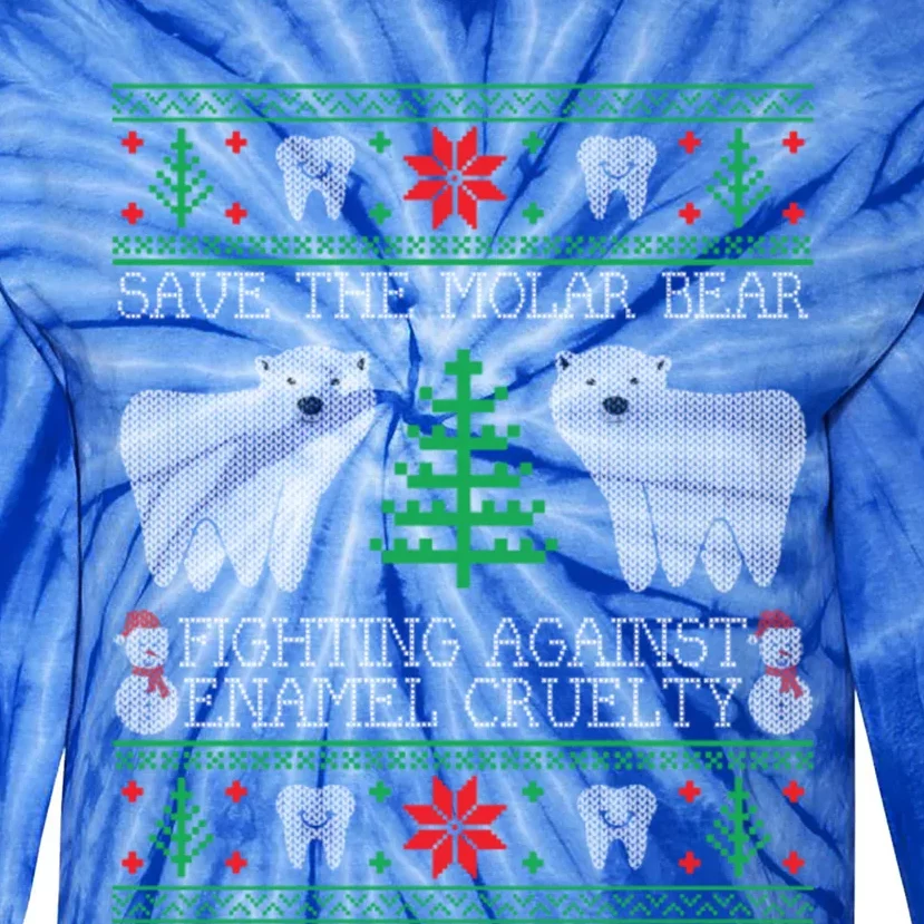 Save The Molar Bear Dental Dentist Ugly Christmas Sweaters Meaningful Gift Tie-Dye Long Sleeve Shirt