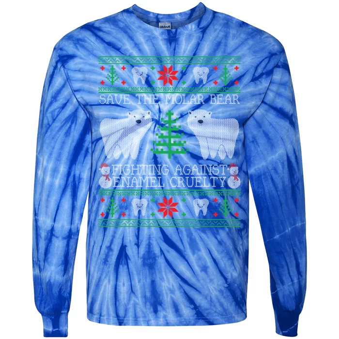 Save The Molar Bear Dental Dentist Ugly Christmas Sweaters Meaningful Gift Tie-Dye Long Sleeve Shirt