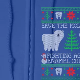 Save The Molar Bear Dental Dentist Ugly Christmas Sweaters Meaningful Gift Full Zip Hoodie