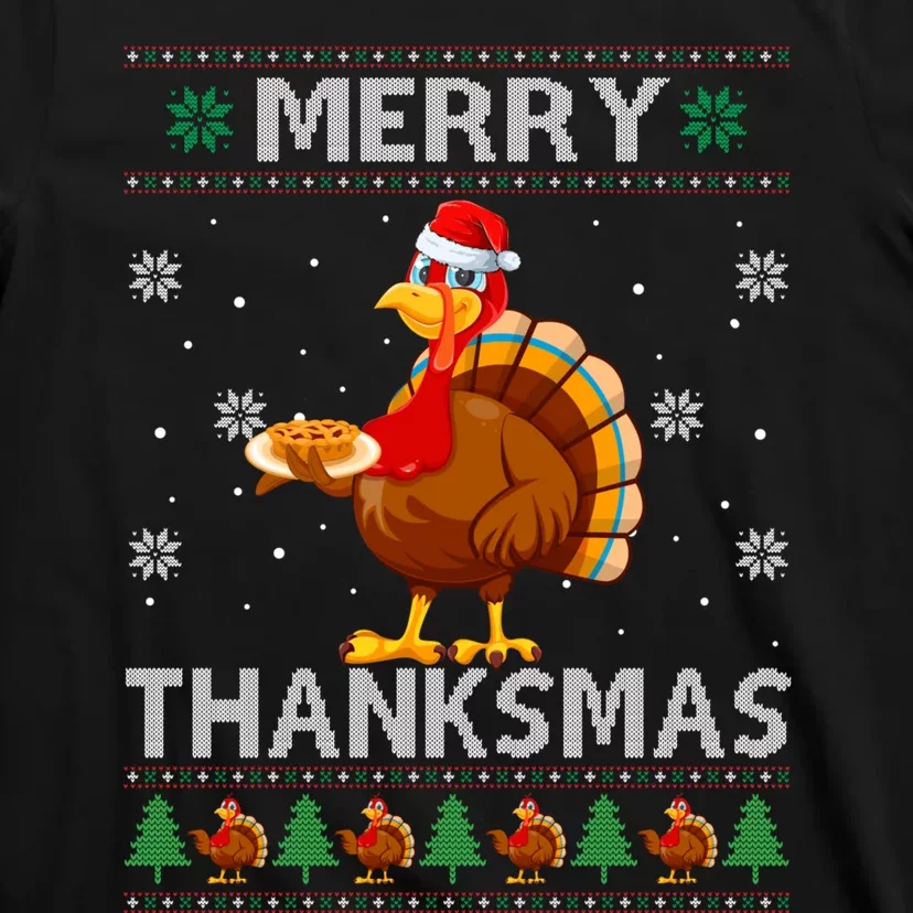 Santa Turkey Merry Thanksmas Thanksgiving Ugly Xmas Sweater T-Shirt