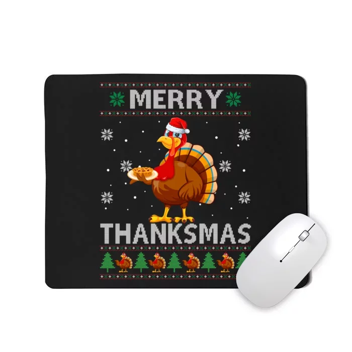 Santa Turkey Merry Thanksmas Thanksgiving Ugly Xmas Sweater Mousepad