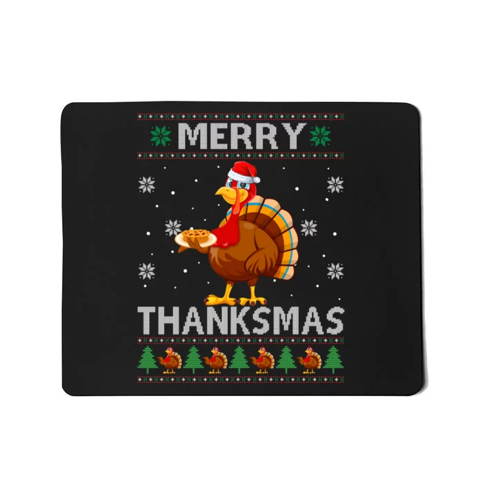 Santa Turkey Merry Thanksmas Thanksgiving Ugly Xmas Sweater Mousepad