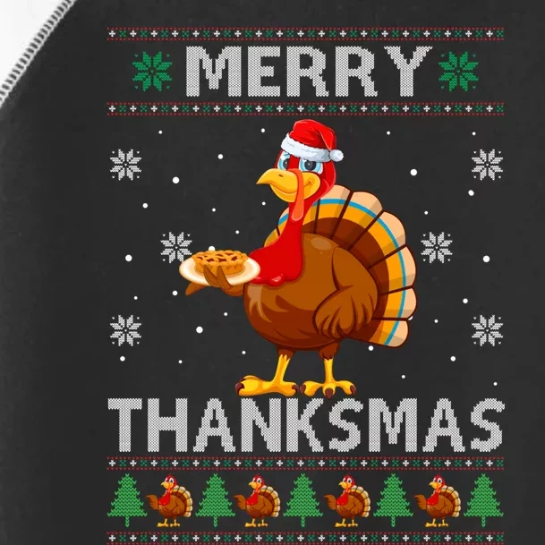 Santa Turkey Merry Thanksmas Thanksgiving Ugly Xmas Sweater Toddler Fine Jersey T-Shirt