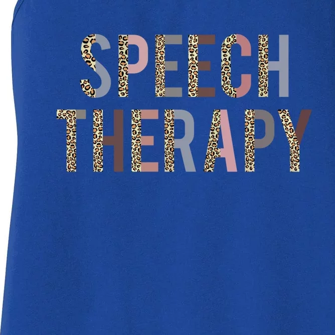 Speech Therapy Meaningful Gift Leopard Print Meaningful Gift Speech Language Pat Women's Racerback Tank