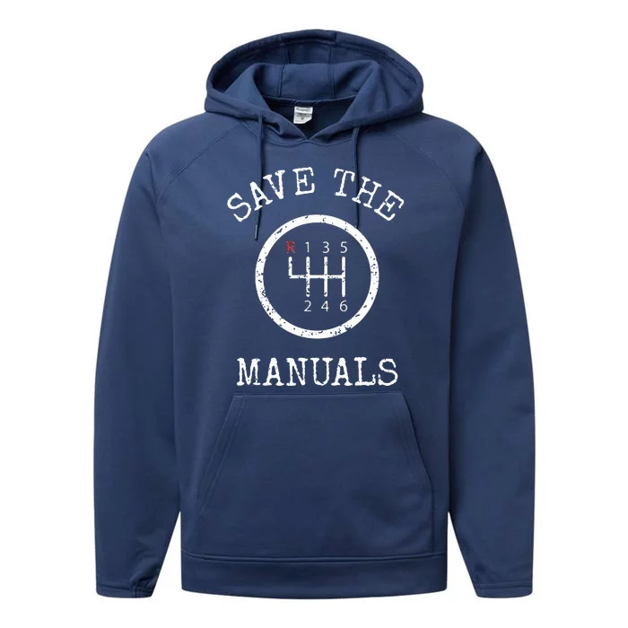 Save The Manuals Stick Shift Car Lover Performance Fleece Hoodie