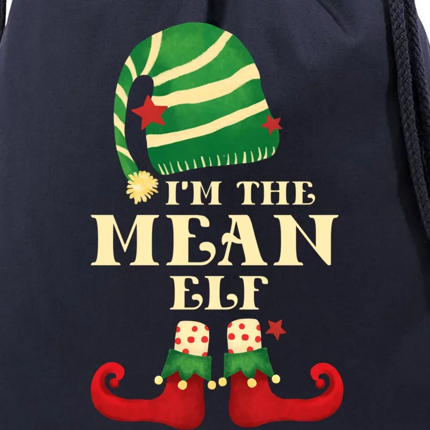 Santa The Mean Elf Christmas Matching Family Coworker Group Cute Gift Drawstring Bag